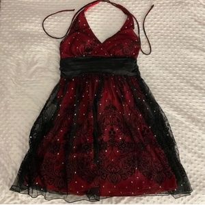 Vintage y2k ruby rox red and black halter dress